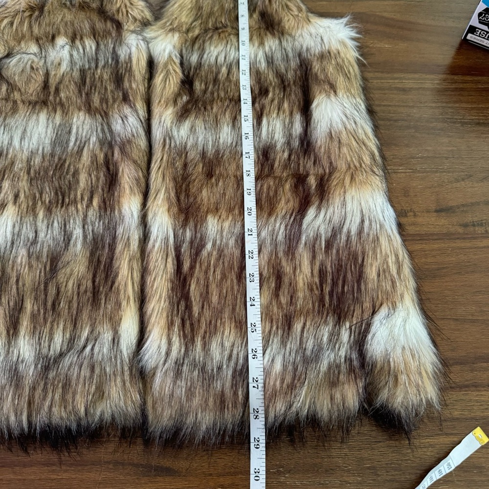 Women's Faux Fur Fashion Vest in Brown/Beige Size M/L - Picture 8 of 9